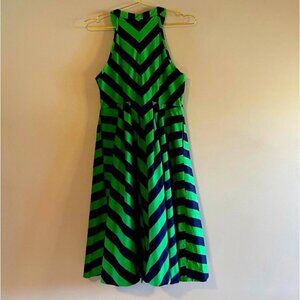 Green and Blue Striped Dress